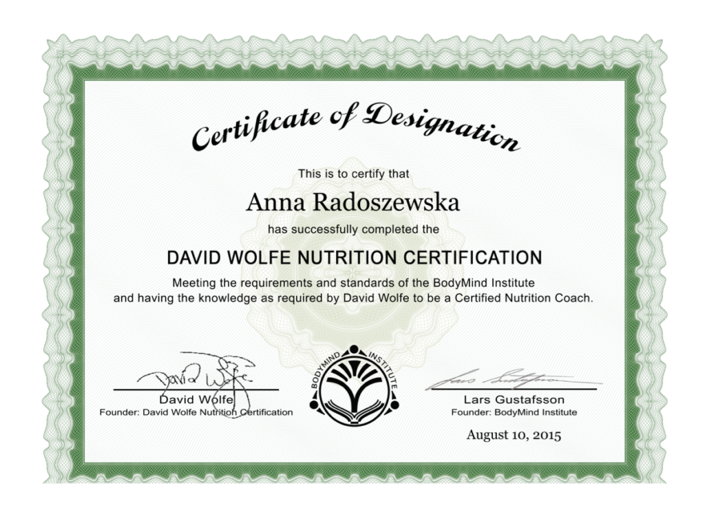 2. David Wolfe Nutrition Certification 2015