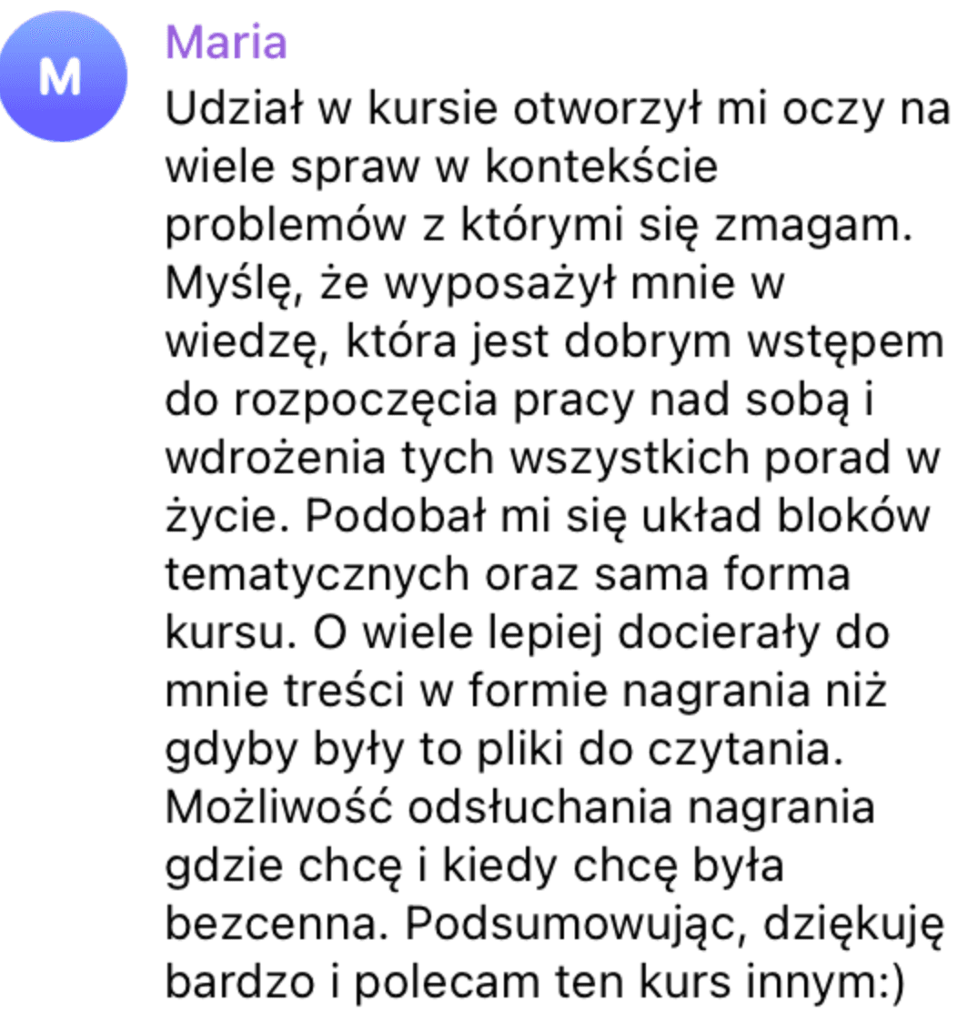 Opinia uczestniczki